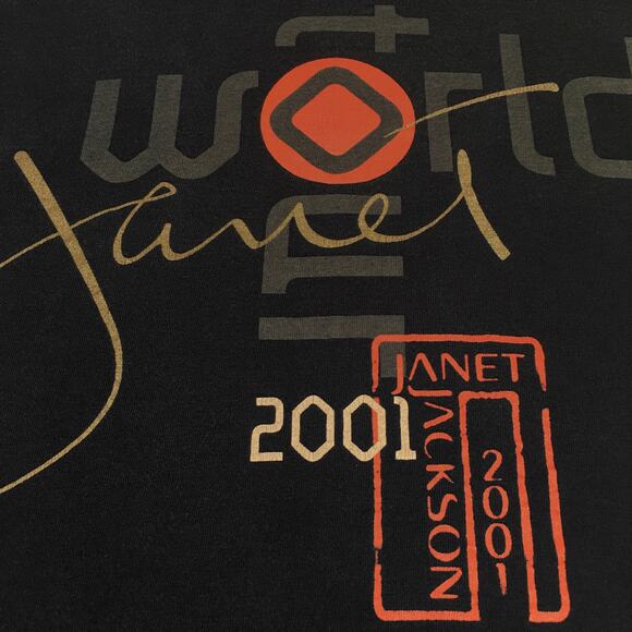 Vintage 2001 Janet Jackson World Tour T Shirt Medium Black R&B Band Rap Tee - Picture 9 of 12